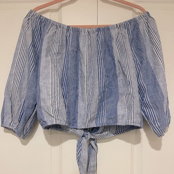 American Eagle NWT off the shoulder cotton blend size large top - Picture 2 of 4